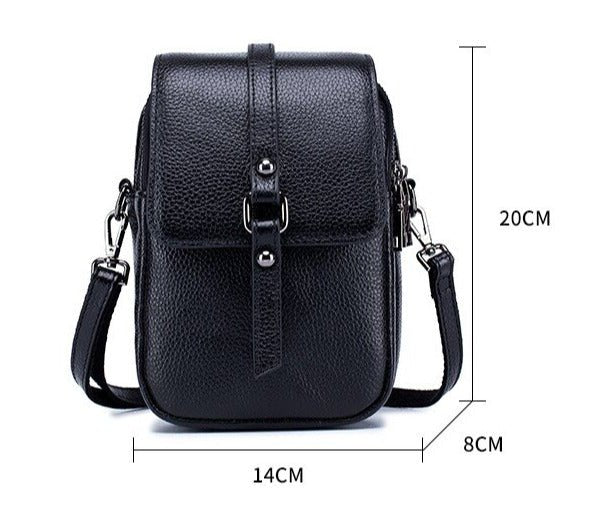 Women's Top Layer Leather Compact Shoulder Bag  - By Qivii