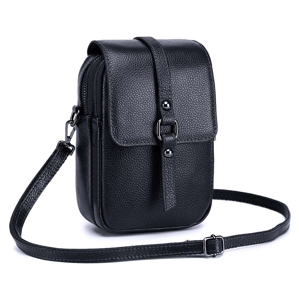 Women's Top Layer Leather Compact Shoulder Bag  - By Qivii