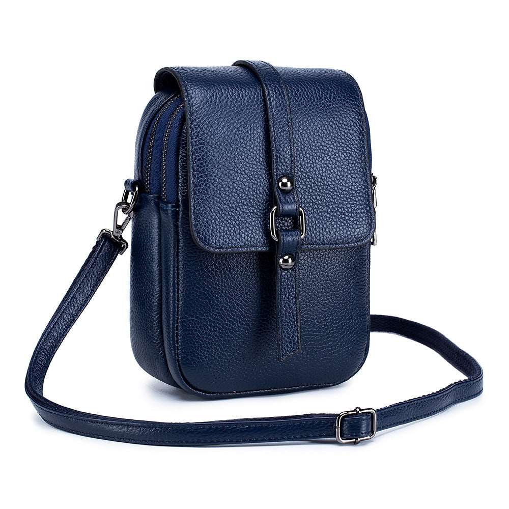 Women's Top Layer Leather Compact Shoulder Bag  - By Qivii
