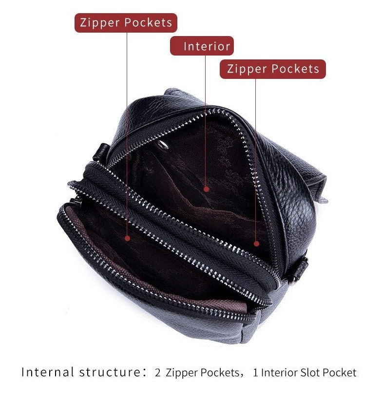 Women's Top Layer Leather Compact Shoulder Bag  - By Qivii