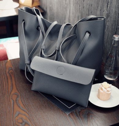 Women's Two-Piece Shoulder Tote Bag and Clutch  - By Qivii
